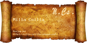 Milla Csilla névjegykártya